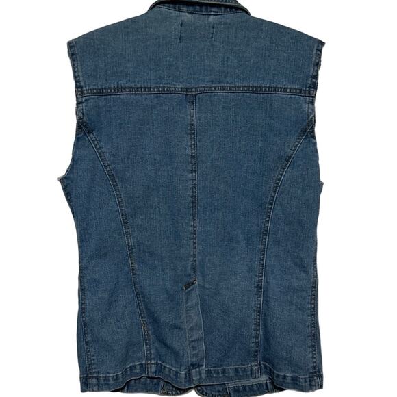 Comfort Denim Women's Short‎ Sleeve Button Front V-Neck Vest with Pockets Size M - Picture 2 of 4